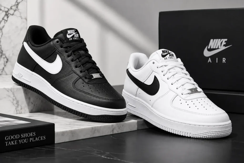 nike black and white shoes