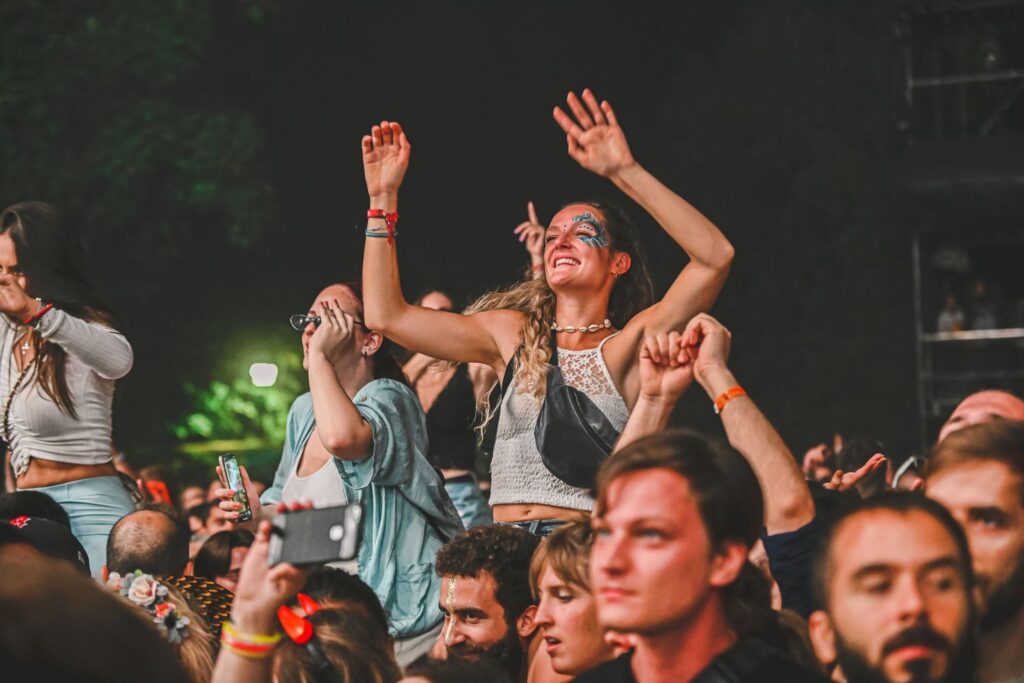 Concert outfits by music genre in a live crowd